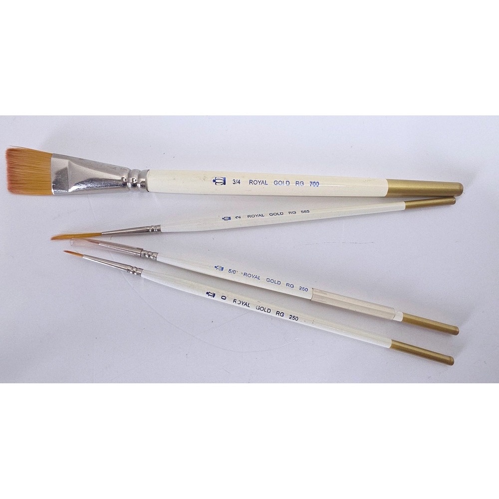 Royal & Langnickel Royal Gold Artist Brush Set 4pc TK-7 RG700 RG585 RG250 Taklon